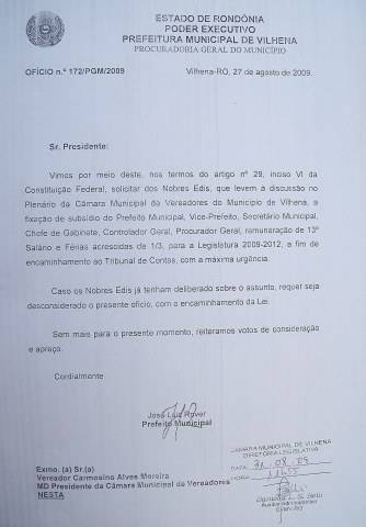 PREFEITO ROVER QUER RECEBER 13º SALÁRIO