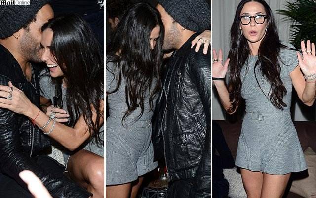 Demi Moore perde a linha e paga mico em balada com Lenny Kravitz