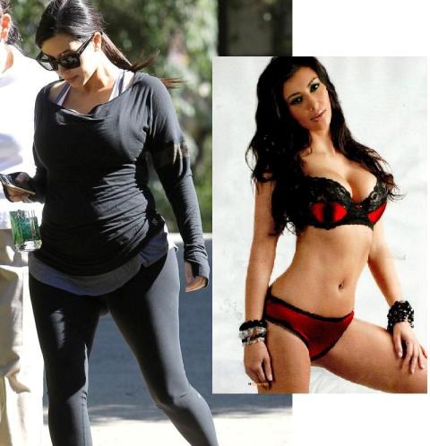 Kim Kardashian antes e depois dos 3 meses de gravidez