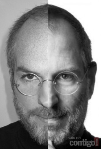 Ashton Kutcher divulga montagem com Steve Jobs
