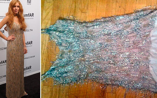 Prejuízo! Lindsay Lohan estraga vestido de gala emprestado por grife