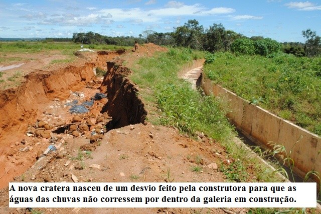 Crateras avançam e ameaçam engolir obra de R$ 24 milhões em Vilhena