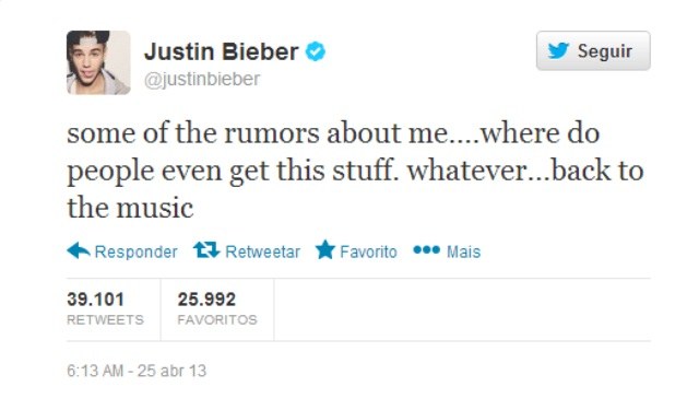 Justin Bieber desconvesa sobre boatos de consumo de drogas 