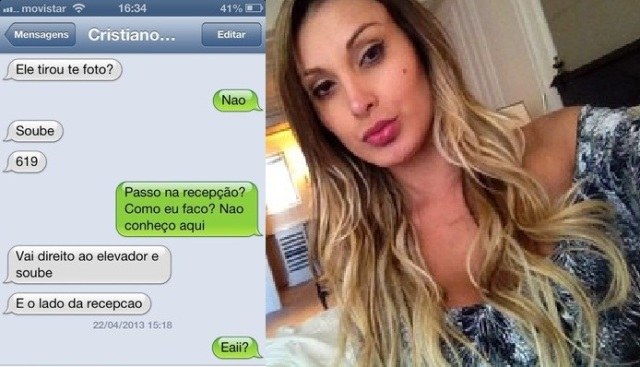 Andressa Urach divulga suposta conversa com Cristiano Ronaldo