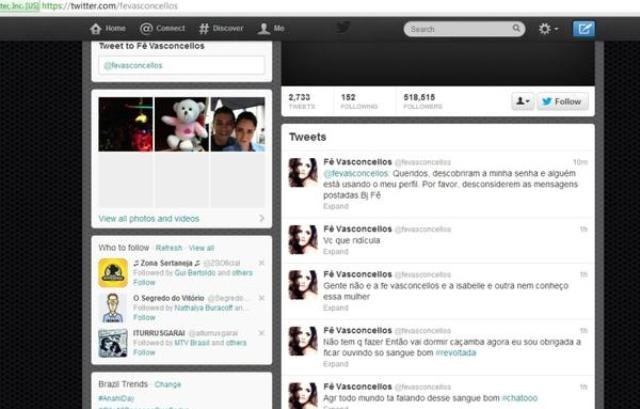 Fernanda Vasconcellos diz que seu perfil do Twitter foi invadido