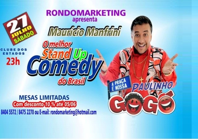  Show com Paulinho Gogó: até 5 de junho quem reservar mesa terá 10% de desconto  (1)