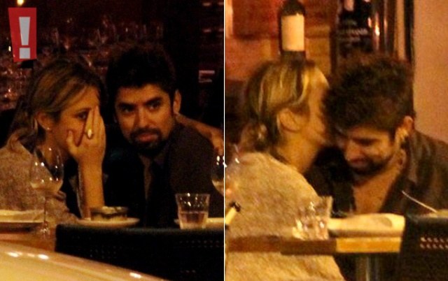 Juliana Didone troca caricia com o namorado durante jantar