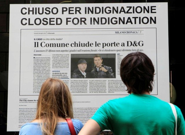 Após condenação por fraude fiscal, grife Dolce & Gabbana faz protesto