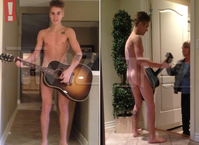 Justin Bieber toca violão para a avó... Completamente nu!