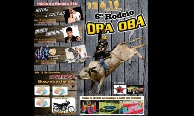 Segura peão; começa nesta quinta-feira e vai até domingo o 6º Rodeio Oba Oba