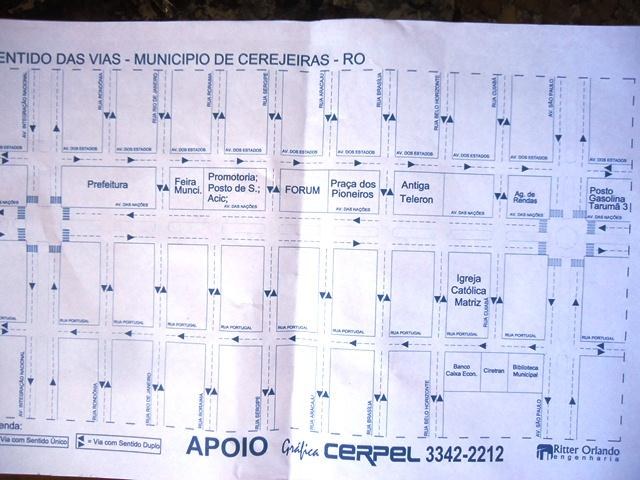 Polícia Militar distribui mapa das ruas em Cerejeiras e diz que já está multando