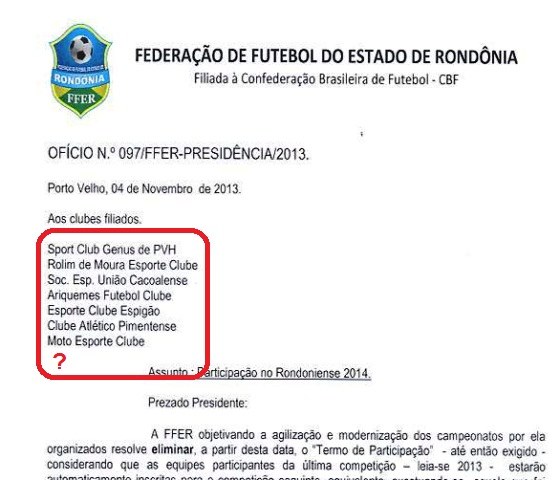 Erro de digitação em nota da FFER gera notícia errônea sobre o Vilhena  (1)
