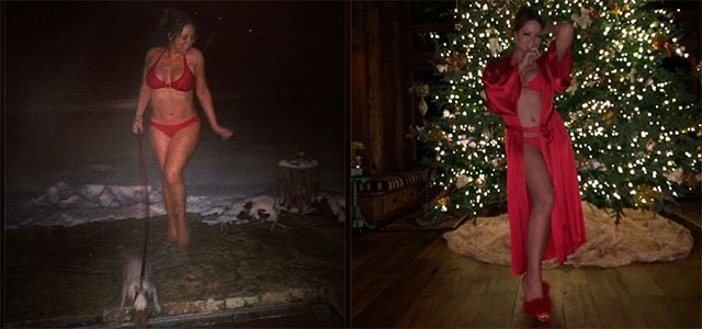 Em nome da tradição, Mariah Carey sai na neve só de biquini