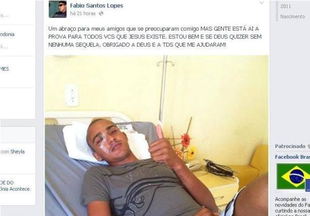 Soldado que teve canivete cravado no crânio usa Facebook e agradece amigos