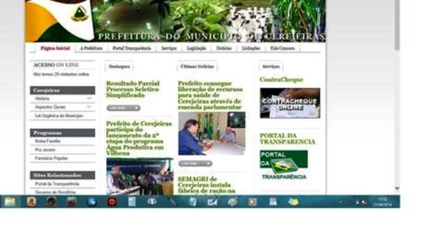 Portal da prefeitura de Cerejeiras está desatualizado há quase seis meses