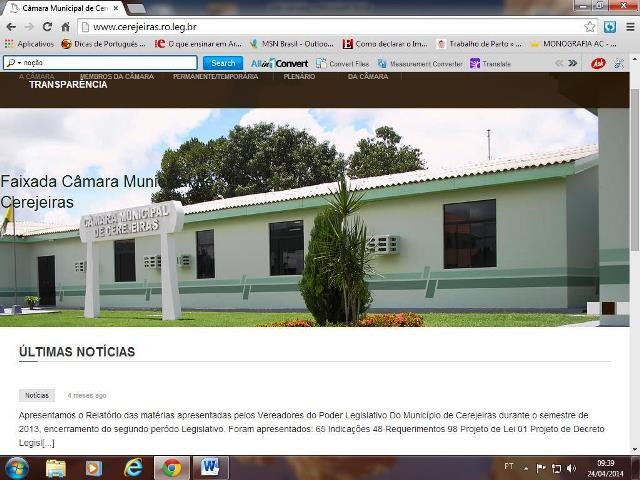 Sites oficias de Cerejeiras são atualizados somente com dados exigidos por lei