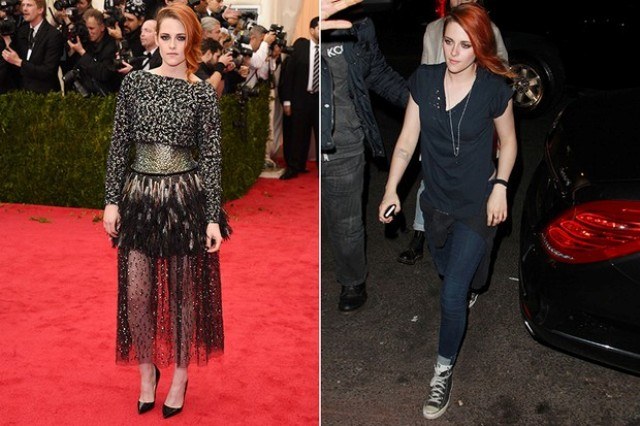 Após baile de gala, Kristen Stewart troca look por moletom e tênis