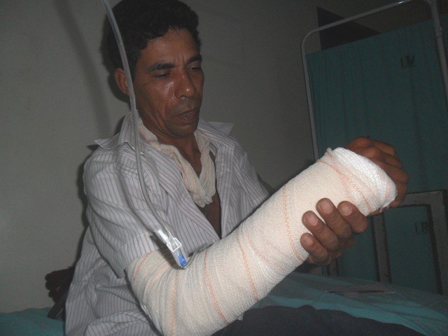 Em Colorado, pedreiro de 45 anos despenca de andaime e fratura o braço