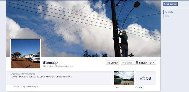 Secretaria de Obras cria perfil no Facebook para receber críticas e sugestões