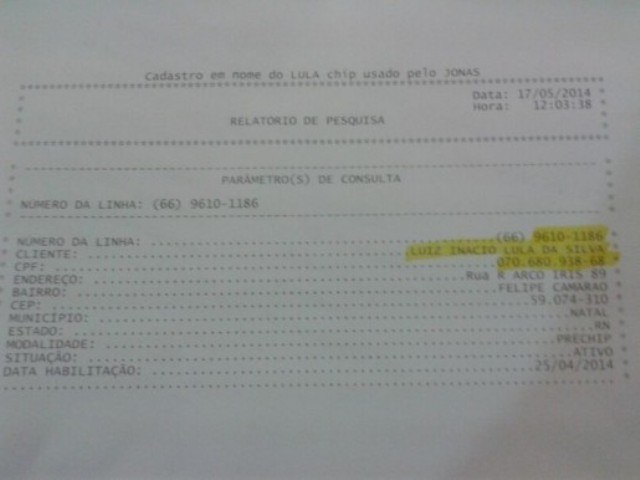 Assaltante é preso usando CPF e celular em nome do ex-presidente Lula no MT