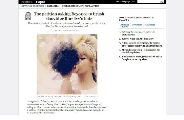 Cabelo de filha de Beyoncé e Jay-Z gera polêmica na web