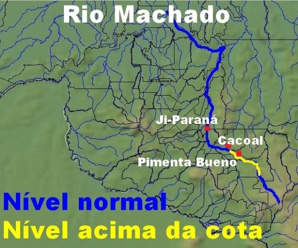 Região | RIO MACHADO ULTRAPASSA NÍVEL DE ALERTA