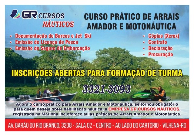 GR Cursos Náuticos abre inscrições para Arrais Amador; aulas começam amanhã