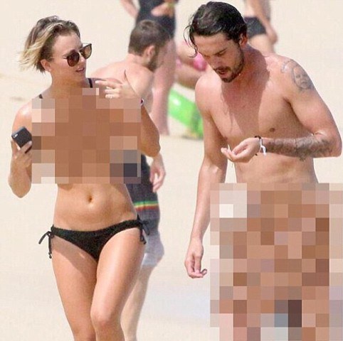 Kaley Cuoco posta foto de "topless" e do marido "nu" para provocar hackers