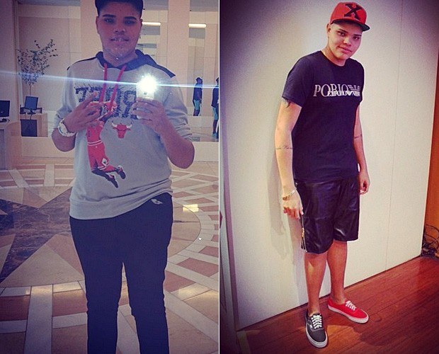 Pablo, filho de Naldo, aparece com silhueta fininha