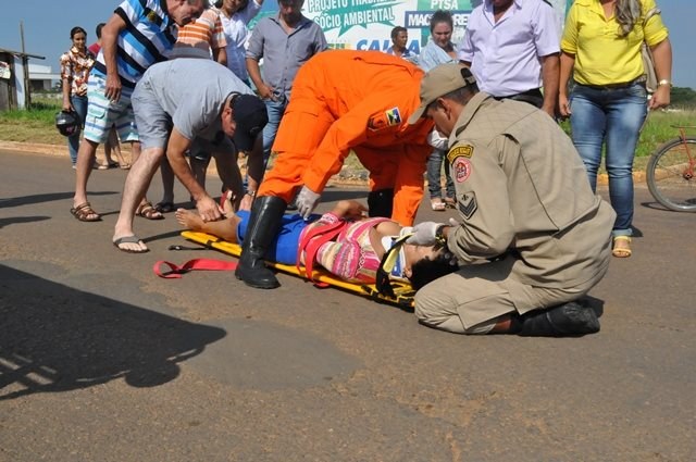 Motociclista ferida: acidente de trânsito marca dia da votação em Vilhena