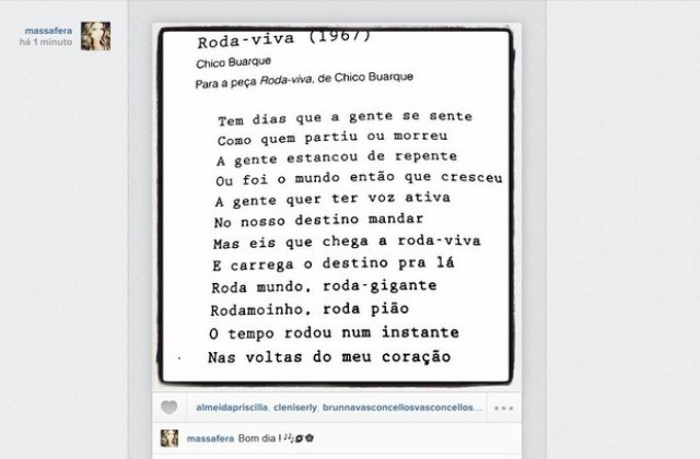 Em meio a rumores de reconciliação, Grazi Massafera posta letra de música