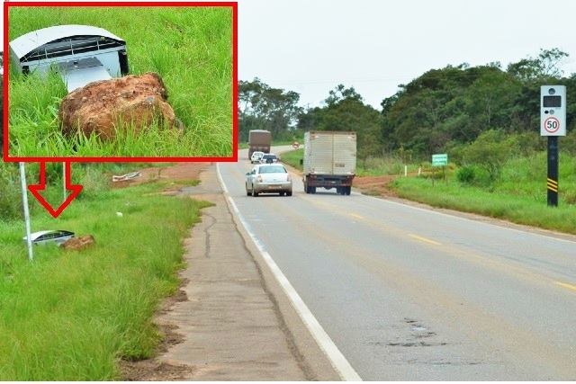 Em Vilhena, caminhoneiro derruba radar eletrônico propositalmente 