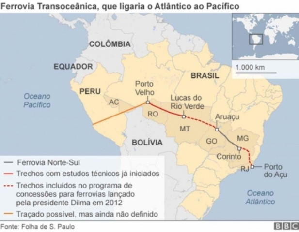 Ferrovia que vai passar por Vilhena terá custo de R$ 40 bilhões, diz governo
