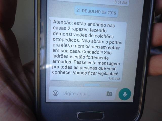 Mensagem no WhatsApp sobre assaltos mobiliza usuários do aplicativo em Cerejeiras