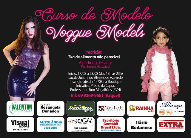 Agência vilhenense oferece curso de modelos; renda ajudará entidades filantrópicas
