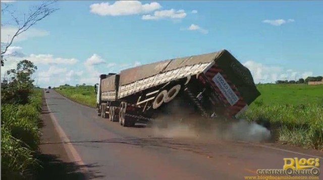 Assista: vilhenense tenta “quebrada de asa” em rodovia do MT e tomba carreta