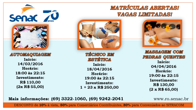 Cursos profissionalizantes do Senac iniciam semana que vem; ainda há vagas