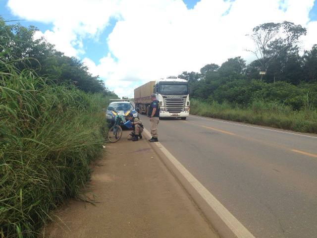Atropelado por carreta na BR 364, próximo a Vilhena, ciclista fica em estado grave