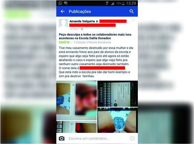 Perfil falso no Facebook difama professora e caso vai parar na polícia em Vilhena