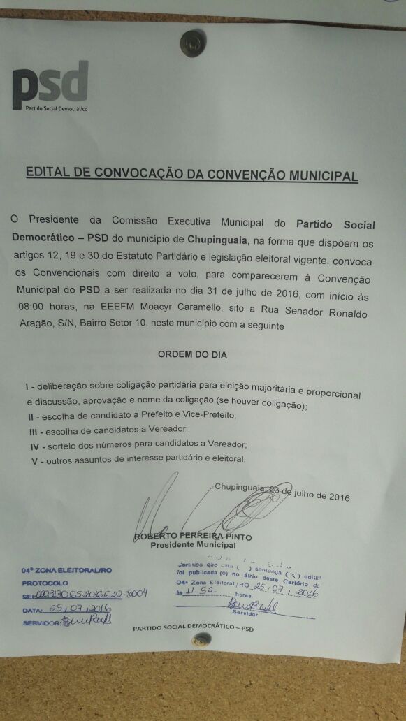 Foragido após ter prisão decretada, vereador convoca convenção do PSD no Cone Sul