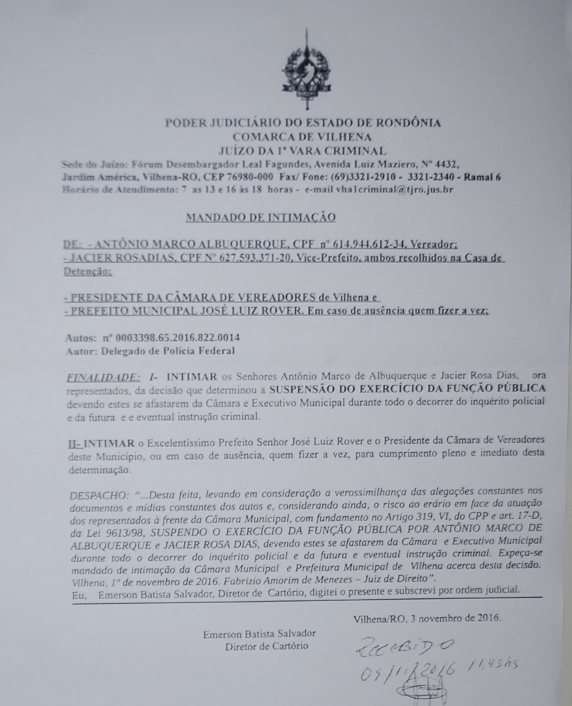 Só piora: desfalcada de sete vereadores, Vilhena agora não tem mais vice-prefeito