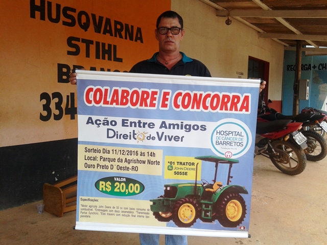 Em Cerejeiras, voluntários vendem rifa de trator para obra de hospital em Rondônia