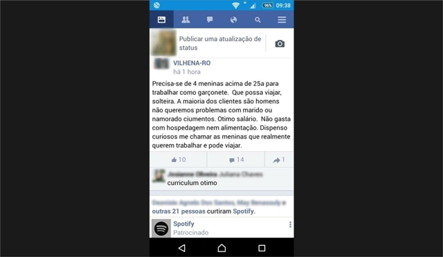 Em Vilhena, mulher recruta garotas de programa no Facebook e candidatas “brigam” por vagas