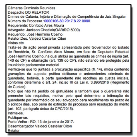 Governador move ação penal contra deputado que o classificou como “pior que Rondônia já teve” 