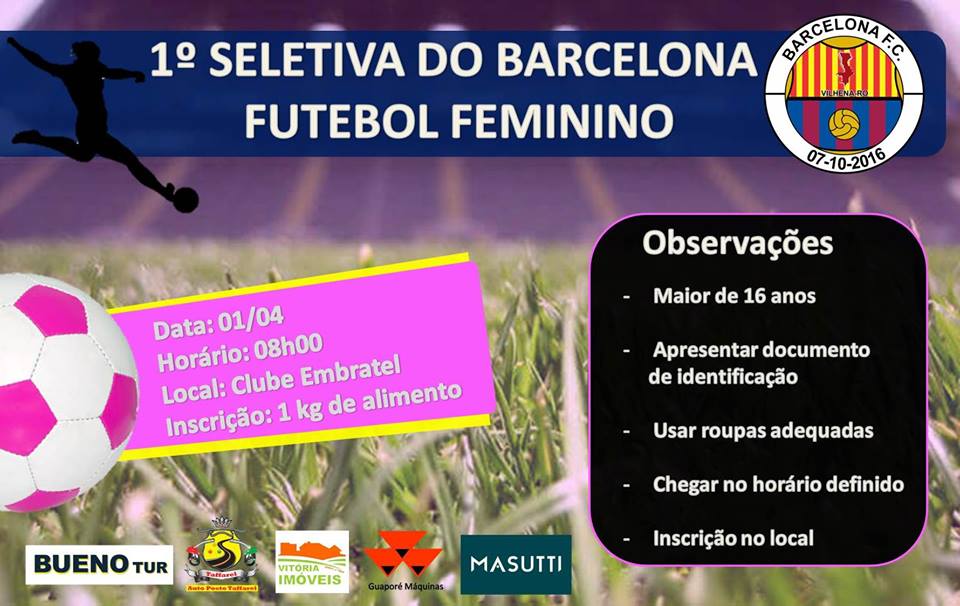 Barcelona fará no sábado 1ª seletiva para formação do elenco feminino