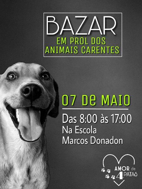 Bazar beneficente para ajudar animais resgatados acontecerá neste domingo em Vilhena