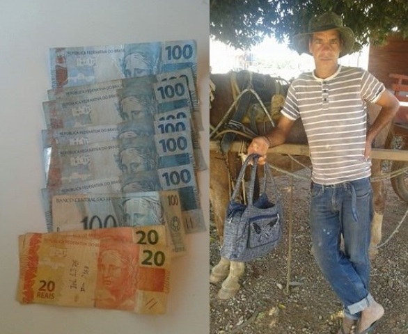Em cidade do interior de Rondônia, carroceiro acha bolsa com R$ 1 mil e devolve à dona