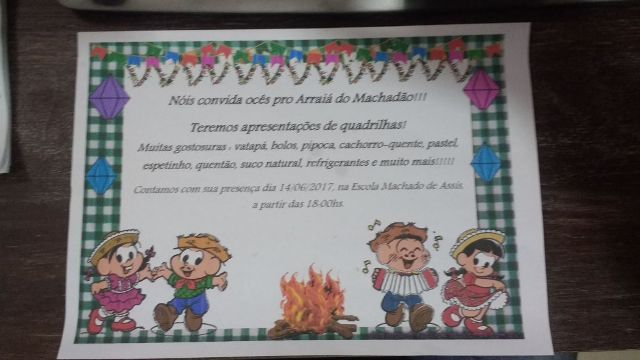 Amanhã tem “Arreiá do Machadão” na Escola Machado de Assis