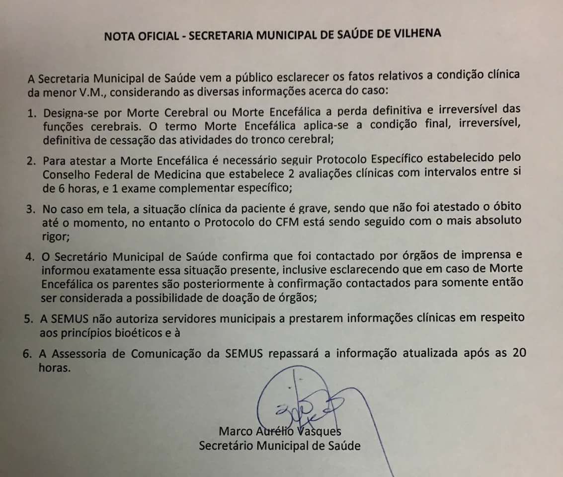 Novos exames confirmam morte encefálica de modelo vilhenense; médico comunica a família