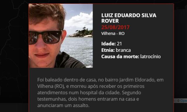 Ao produzir documentário sobre mortes violentas no Brasil, G1 relembra tragédia envolvendo vilhenense